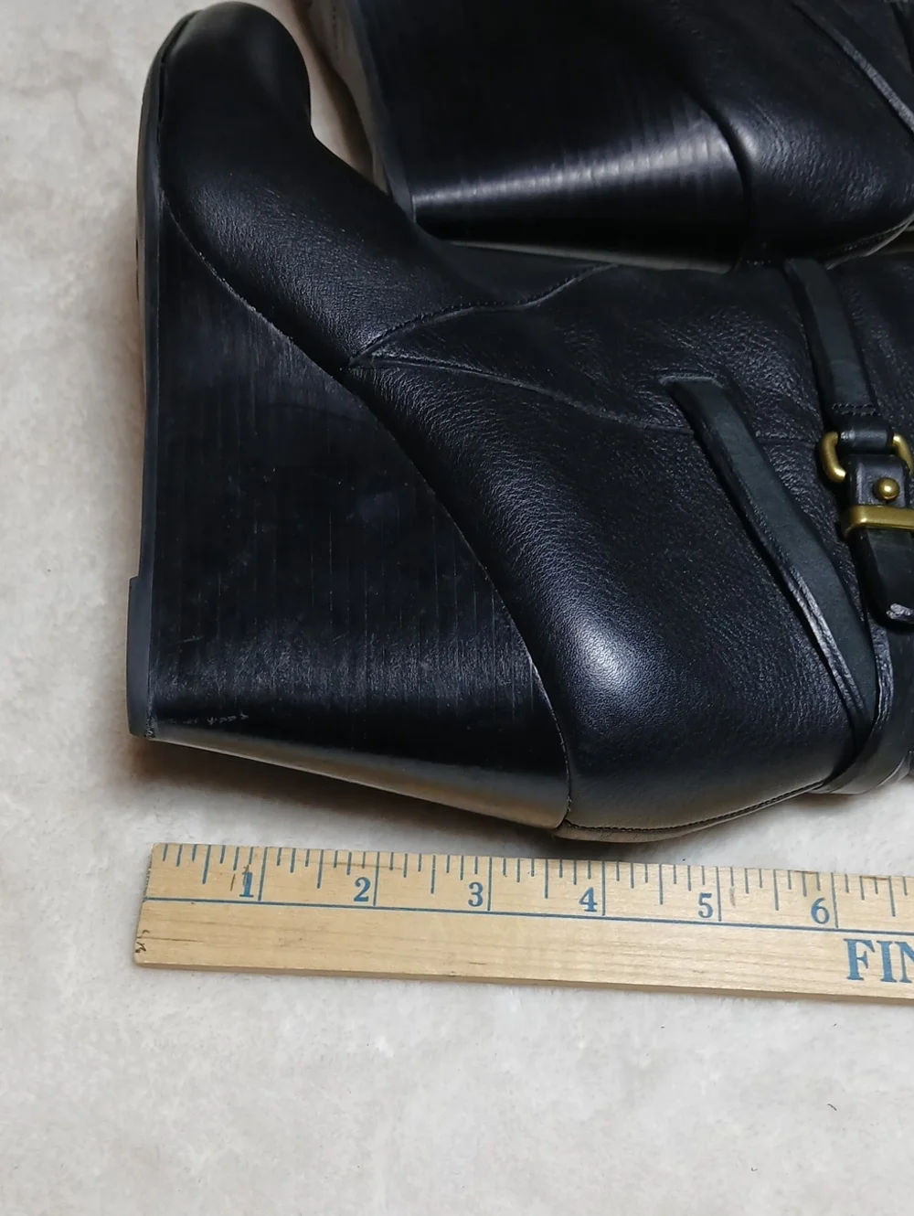 Coach Adair Tall Wedge Black Leather Boots,  Buckles Details Size 10B